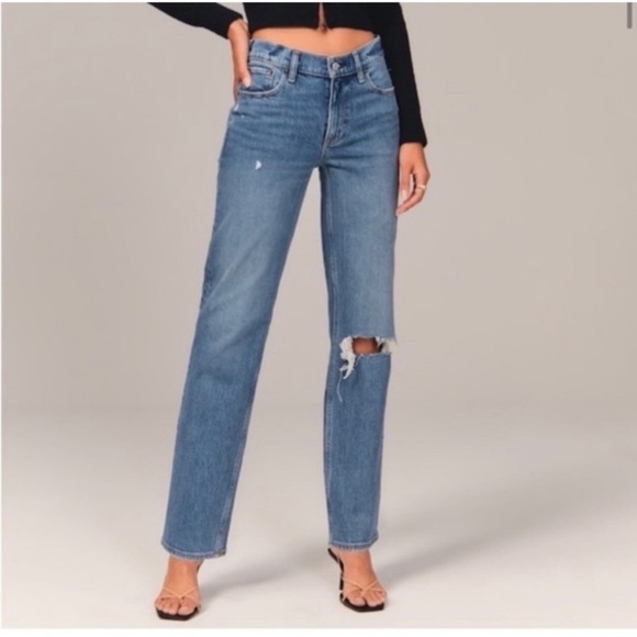 Abercrombie & Fitch 90s Straight Jean Distressed Size 24 / 00 - Picture 1 of 5